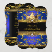 Elegant Royal Blue King Queen Birthday Party Kaart (Voorkant / Achterkant)