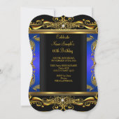 Elegant Royal Blue King Queen Birthday Party Kaart (Achterkant)