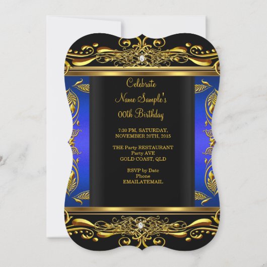 Elegant Royal Blue King Queen Birthday Party Kaart (Achterkant)