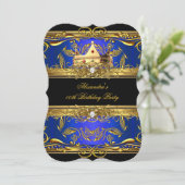 Elegant Royal Blue King Queen Birthday Party Kaart (Staand voorkant)