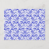 Elegant Royal Blue Lace Damask Pattern Briefkaart (Voorkant)