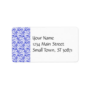 Elegant Royal Blue Lace Damask Pattern Etiket