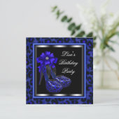 Elegant Royal Blue Leopard verjaardagsfeestje Kaart (Staand voorkant)