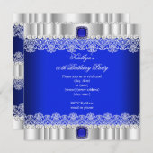 Elegant Royal Blue Loace Silk Birthday Party Kaart (Voorkant / Achterkant)