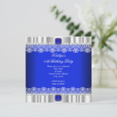 Elegant Royal Blue Loace Silk Birthday Party Kaart (Staand voorkant)