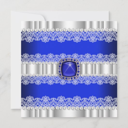 Elegant Royal Blue Loace Silk Birthday Party Kaart (Achterkant)