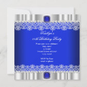 Elegant Royal Blue Loace Silk Birthday Party Kaart (Voorkant)