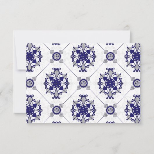 Elegant Royal Blue Medallion Pattern Kaart (Achterkant)