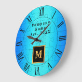 Elegant Royal Blue Metal Monogramed Grote Klok (Hoek)