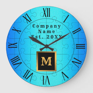 Elegant Royal Blue Metal Monogramed Grote Klok