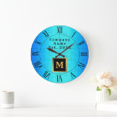 Elegant Royal Blue Metal Monogramed Grote Klok (Huis)