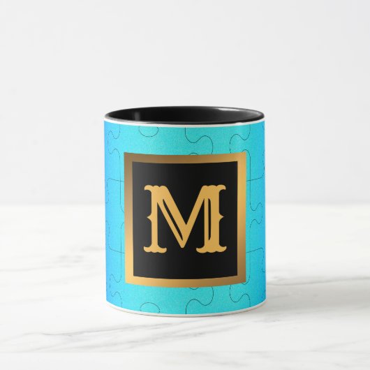 Elegant Royal Blue Metal Monogrammed Mok (Midden)