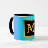 Elegant Royal Blue Metal Monogrammed Mok (Voorkant links)