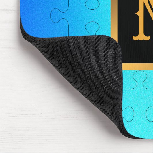 Elegant Royal Blue Metal Monogrammed Muismat (Hoek)