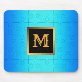 Elegant Royal Blue Metal Monogrammed Muismat (Voorkant)