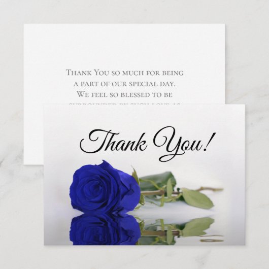 Elegant Royal Blue Mirrored Rose Simple Wedding Bedankkaart (Voorkant / Achterkant)