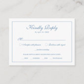 Elegant Royal Blue Monogram Botanische krans RSVP Informatiekaartje (Voorkant)