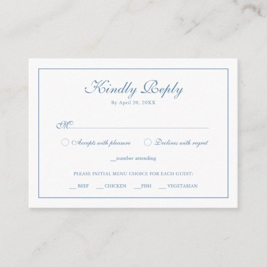 Elegant Royal Blue Monogram Botanische krans RSVP Informatiekaartje (Voorkant)