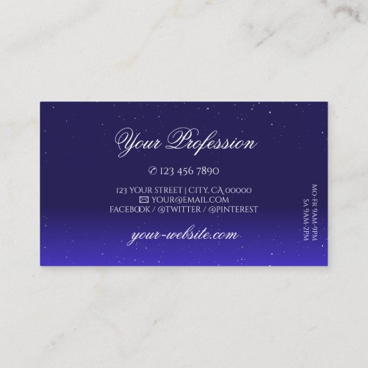 Elegant Royal Blue Mousonds Professional Visitekaartje (Achterkant)