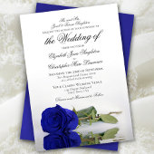 Elegant Royal Blue of Cobalt Roos Formal Wedding Kaart