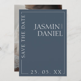 Elegant Royal Blue Opulence Minimale foto bruiloft Save The Date