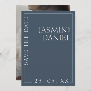 Elegant Royal Blue Opulence Minimale foto bruiloft Save The Date