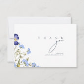 Elegant Royal Blue Opulence Wildflowers Bruiloft Bedankkaart (Voorkant)