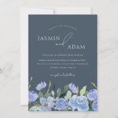 Elegant Royal Blue Opulence Wildflowers Bruiloft Kaart (Voorkant)