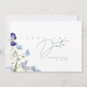 Elegant Royal Blue Opulence Wildflowers Bruiloft Save The Date (Voorkant)