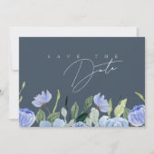 Elegant Royal Blue Opulence Wildflowers Bruiloft Save The Date (Voorkant)