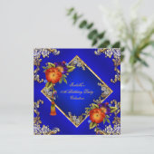 Elegant Royal Blue Oranje Purple Flowers Party Kaart (Staand voorkant)