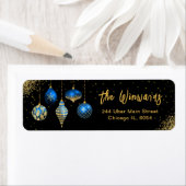 Elegant Royal Blue Ornament Christmas Etiket (Insitu)