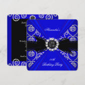Elegant Royal Blue Pearl Bow Birthday Party Kaart (Voorkant / Achterkant)
