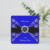 Elegant Royal Blue Pearl Bow Birthday Party Kaart (Staand voorkant)
