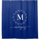 Elegant Royal Blue Personalized Wreator Monogram Douchegordijn (Voorkant)