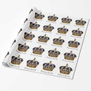 Elegant Royal Blue Prince Baby shower Gift Wrap Cadeaupapier
