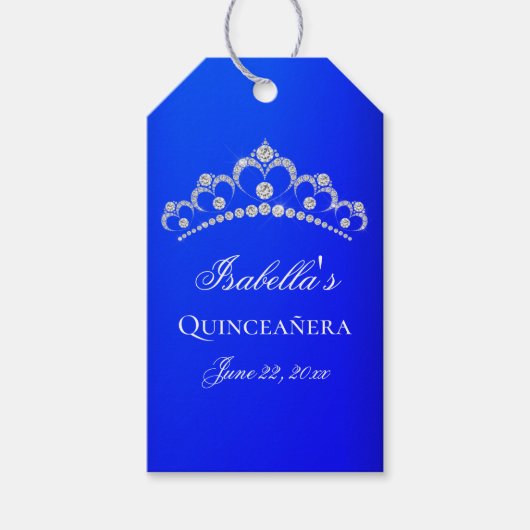 Elegant Royal Blue Quinceanera Cadeaulabel (Voorkant)