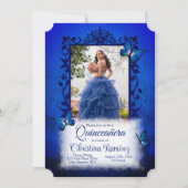 Elegant Royal Blue Quinceanera,  foto Lijst Kaart (Voorkant)