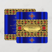 Elegant Royal Blue Red Pareltjes Birthday Party Kaart (Voorkant / Achterkant)