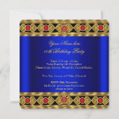 Elegant Royal Blue Red Pareltjes Birthday Party Kaart (Achterkant)