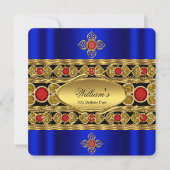 Elegant Royal Blue Red Pareltjes Birthday Party Kaart (Voorkant)