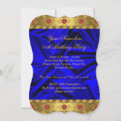 Elegant Royal Blue Red Pareltjes Silk Birthday Kaart (Achterkant)