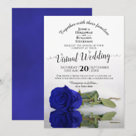 Elegant Royal Blue Reflecterend Roos Virtual Weddi Kaart