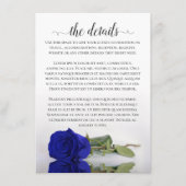 Elegant Royal Blue Reflecting Roos Wedding Details Informatiekaartje (Voorkant)