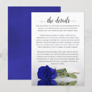 Elegant Royal Blue Reflecting Roos Wedding Details Informatiekaartje