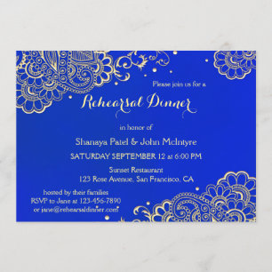 Elegant Royal Blue Rehearsal Dinner Uitnodiging