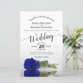 Elegant Royal Blue Roos BUDGET Weduwuitnodiging (Staand voorkant)