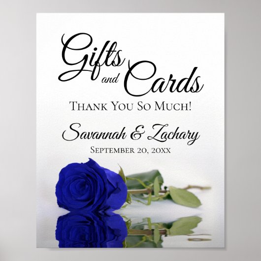Elegant Royal Blue Roos Cadeaus & Kaarten Trouwbor Poster (Voorkant)