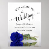 Elegant Royal Blue Roos Classy Wedding Welkom Poster (Voorkant)
