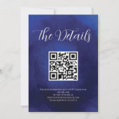 Elegant Royal Blue Roos Fancy QR Code Weddenschap Kaart (Achterkant)